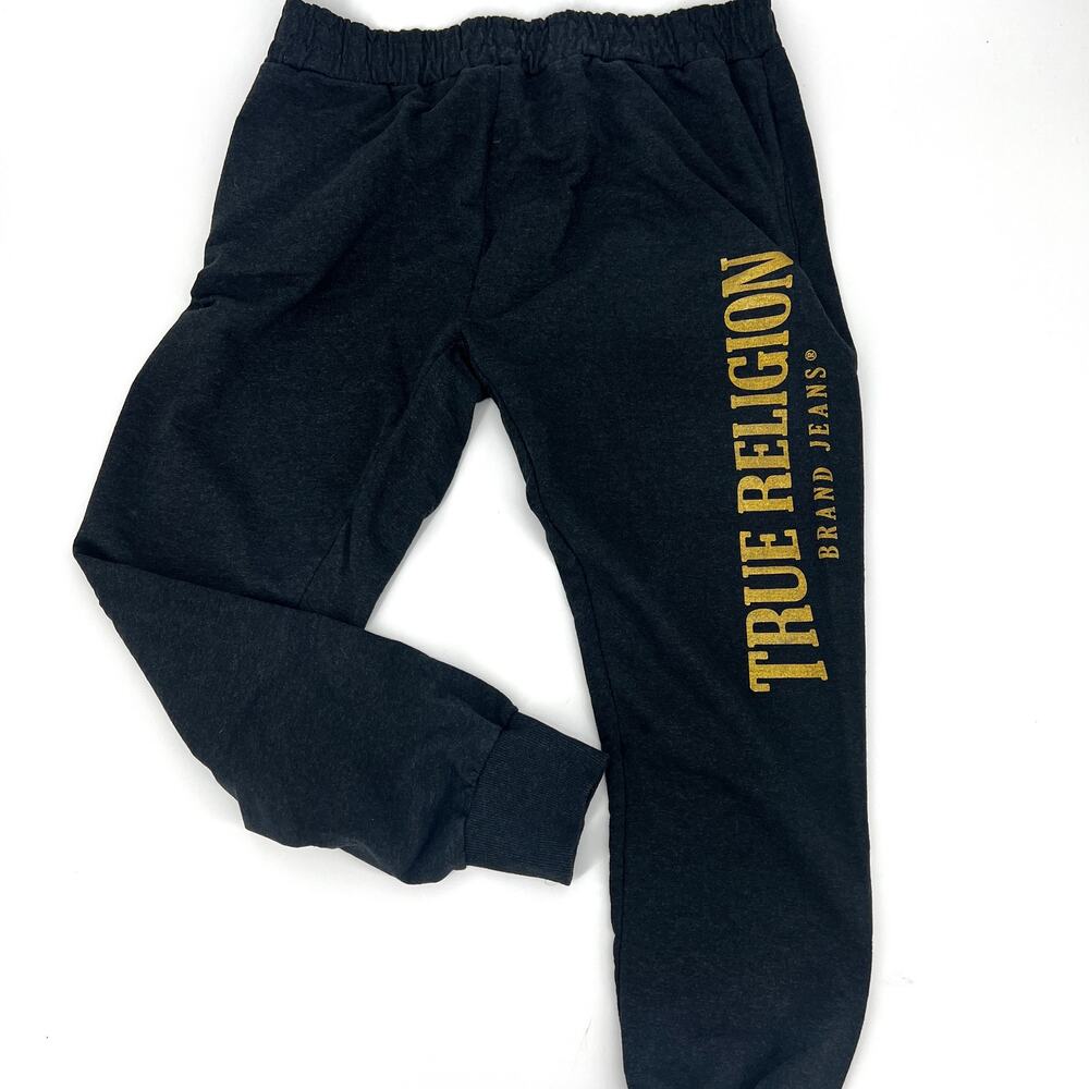 True Religion Womens Charcoal Gray Jogger Lounge Pants Size XL Preowned